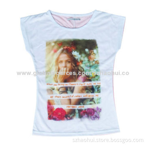 65% polyester with 35% cotton printed t-shirt